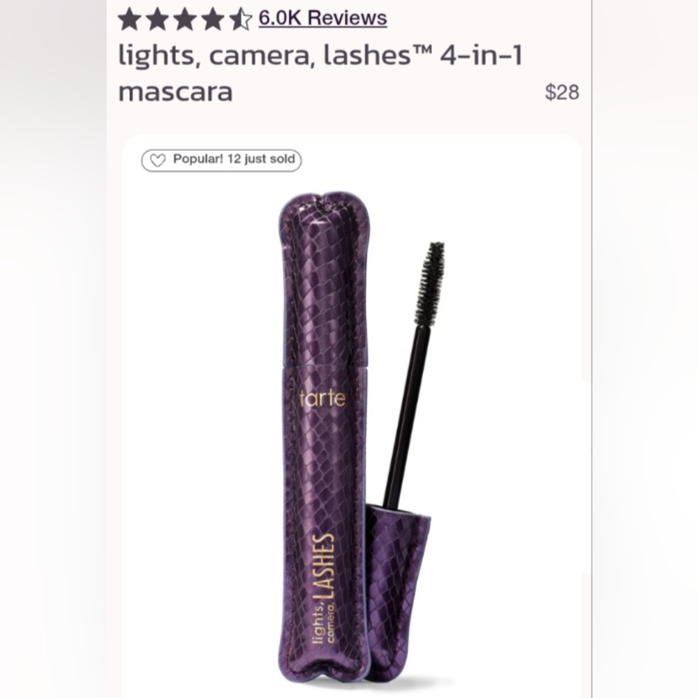 *SOLD* ๐2โข$20/3โข$28๐ TARTE Lights, Camera, Lashes 4-in-1 Mascara In Black - Picture 5 of 8